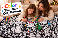 Mother and daughter coloring the blanket together