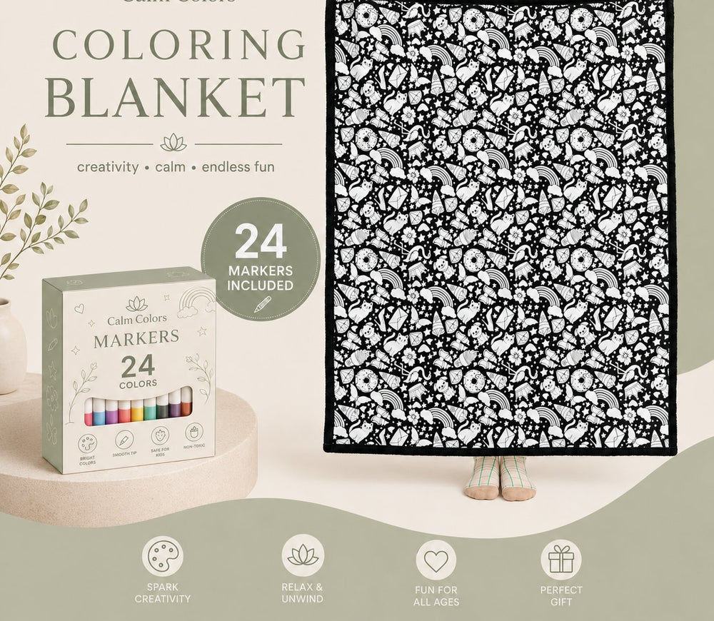 Coloring blanket with 24 markers box
