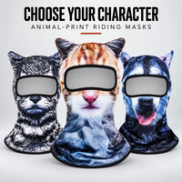 Animal print balaclava masks, three styles